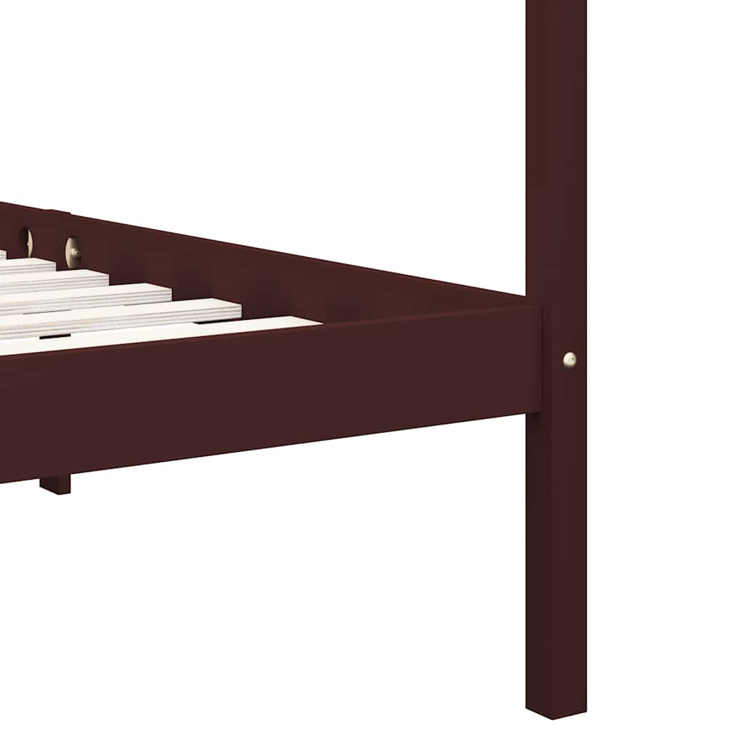 vidaXL Canopy Bed Frame without Mattress Dark Brown Solid Wood 90x200cm 6
