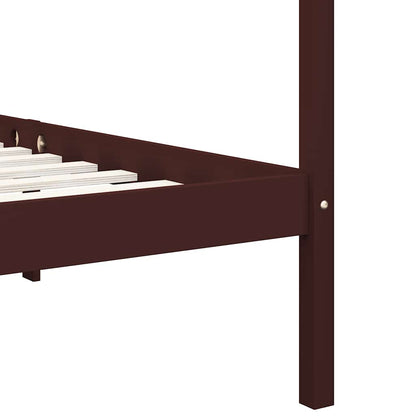 vidaXL Canopy Bed Frame without Mattress Dark Brown Solid Wood 90x200cm 6