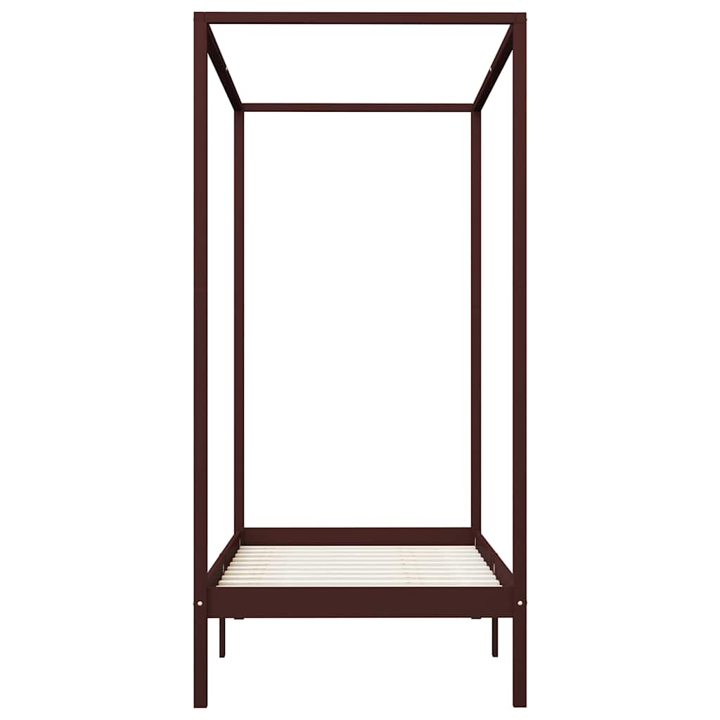 vidaXL Canopy Bed Frame without Mattress Dark Brown Solid Wood 100x200cm 3