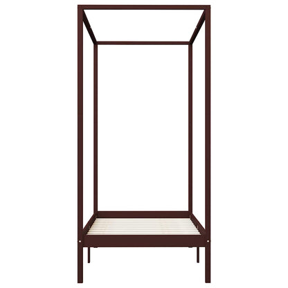 vidaXL Canopy Bed Frame without Mattress Dark Brown Solid Wood 100x200cm 3