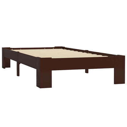 vidaXL Bed Frame without Mattress Dark Brown Solid Pine Wood 90x200 cm 2