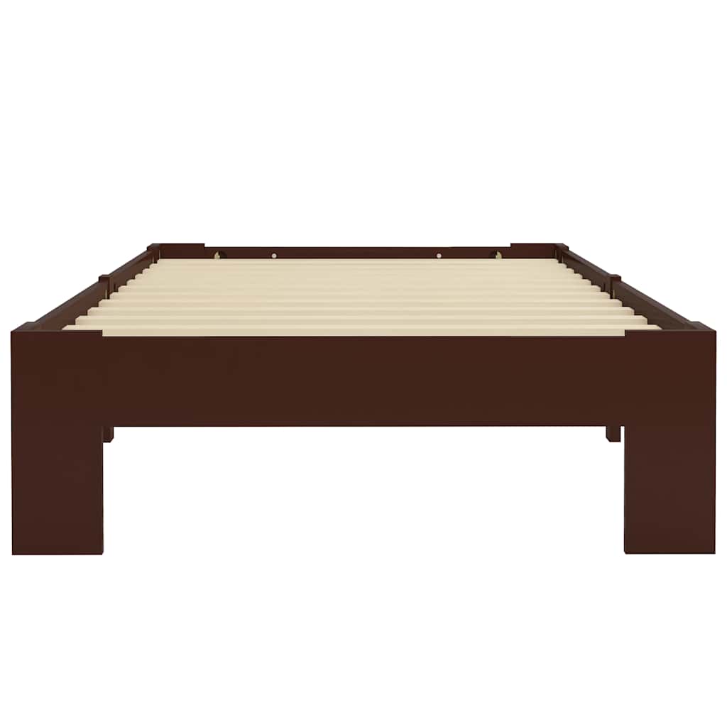 vidaXL Bed Frame without Mattress Dark Brown Solid Pine Wood 90x200 cm 3