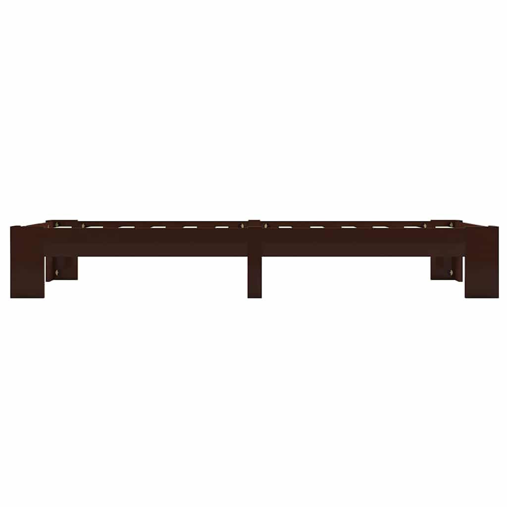 vidaXL Bed Frame without Mattress Dark Brown Solid Pine Wood 90x200 cm 4