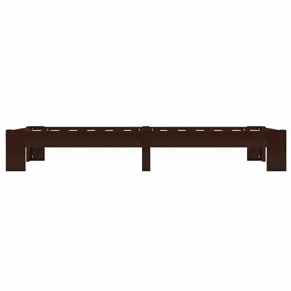 vidaXL Bed Frame without Mattress Dark Brown Solid Pine Wood 90x200 cm 4