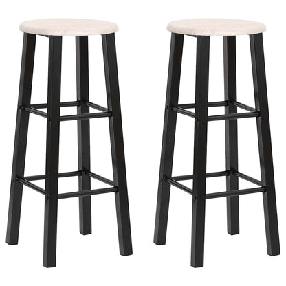 vidaXL Bar Stool | Set of 2 | Black and wood | Steel frame, MDF seat | Standard 1
