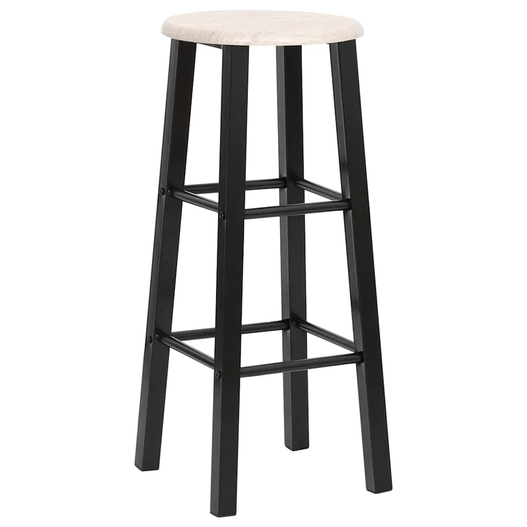 vidaXL Bar Stool | Set of 2 | Black and wood | Steel frame, MDF seat | Standard 2