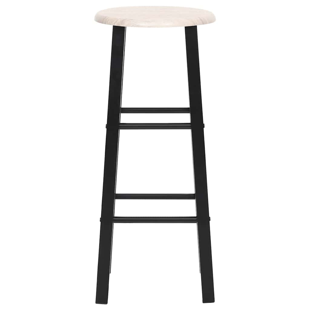 vidaXL Bar Stool | Set of 2 | Black and wood | Steel frame, MDF seat | Standard 3