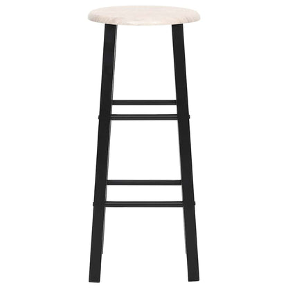 vidaXL Bar Stool | Set of 2 | Black and wood | Steel frame, MDF seat | Standard 3
