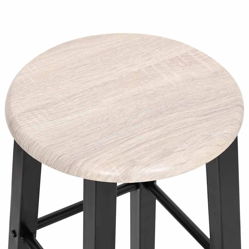 vidaXL Bar Stool | Set of 2 | Black and wood | Steel frame, MDF seat | Standard 4