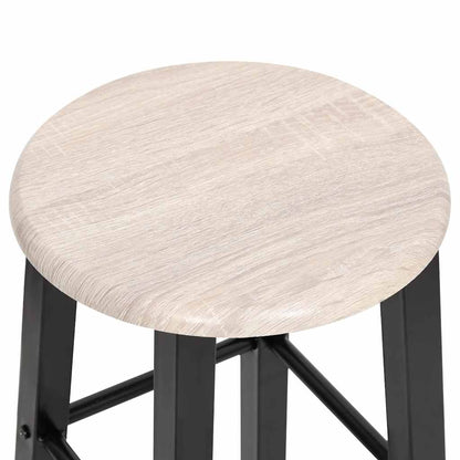 vidaXL Bar Stool | Set of 2 | Black and wood | Steel frame, MDF seat | Standard 4