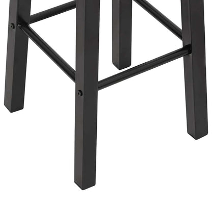 vidaXL Bar Stool | Set of 2 | Black and wood | Steel frame, MDF seat | Standard 6