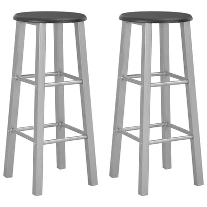 vidaXL Bar Stool | Set of 2 | Black and silver | Steel and MDF 1