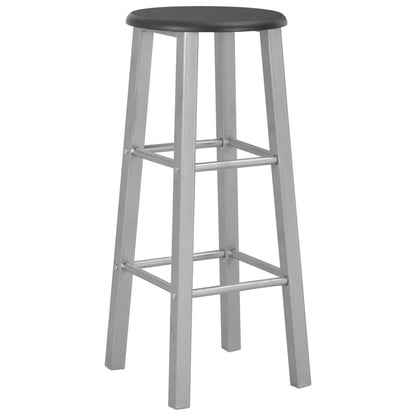vidaXL Bar Stool | Set of 2 | Black and silver | Steel and MDF 2