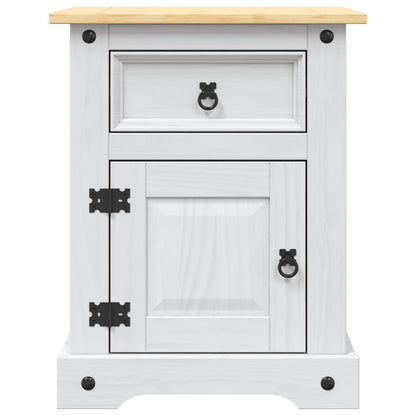 vidaXL Bedside Cabinet | White body and brown top | Solid pine wood 4