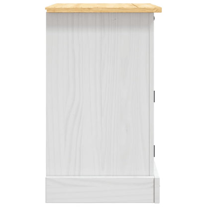 vidaXL Bedside Cabinet | White body and brown top | Solid pine wood 5