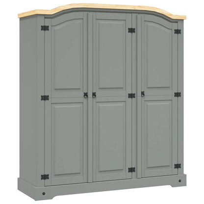 vidaXL Wardrobe | Grey Body with Brown Top | Solid Pinewood | Large | Wardrobe 1