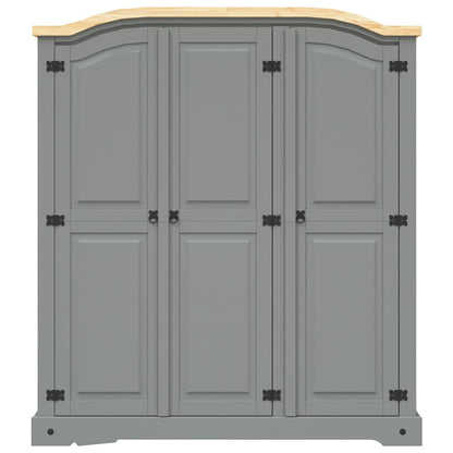 vidaXL Wardrobe | Grey Body with Brown Top | Solid Pinewood | Large | Wardrobe 3