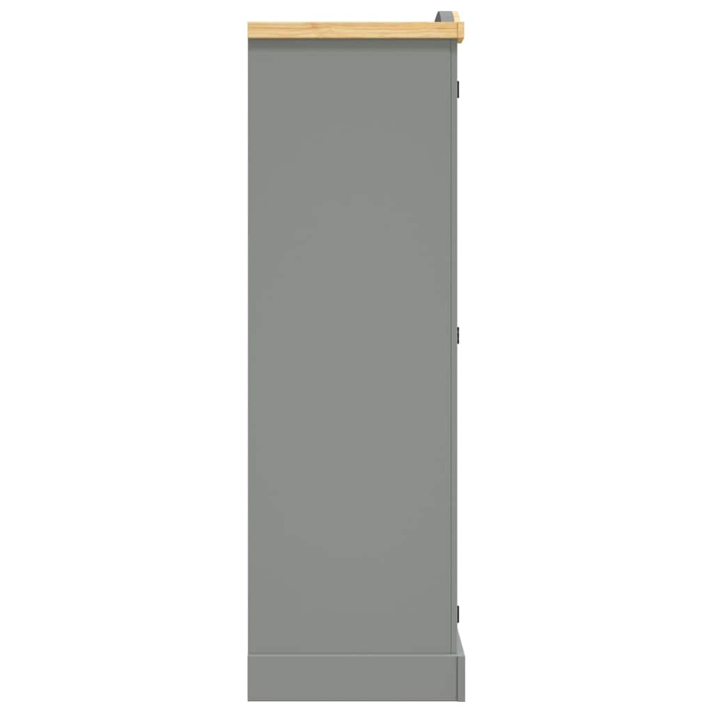 vidaXL Wardrobe | Grey Body with Brown Top | Solid Pinewood | Large | Wardrobe 4
