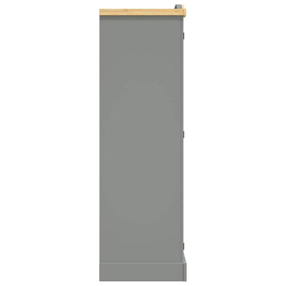 vidaXL Wardrobe | Grey Body with Brown Top | Solid Pinewood | Large | Wardrobe 4