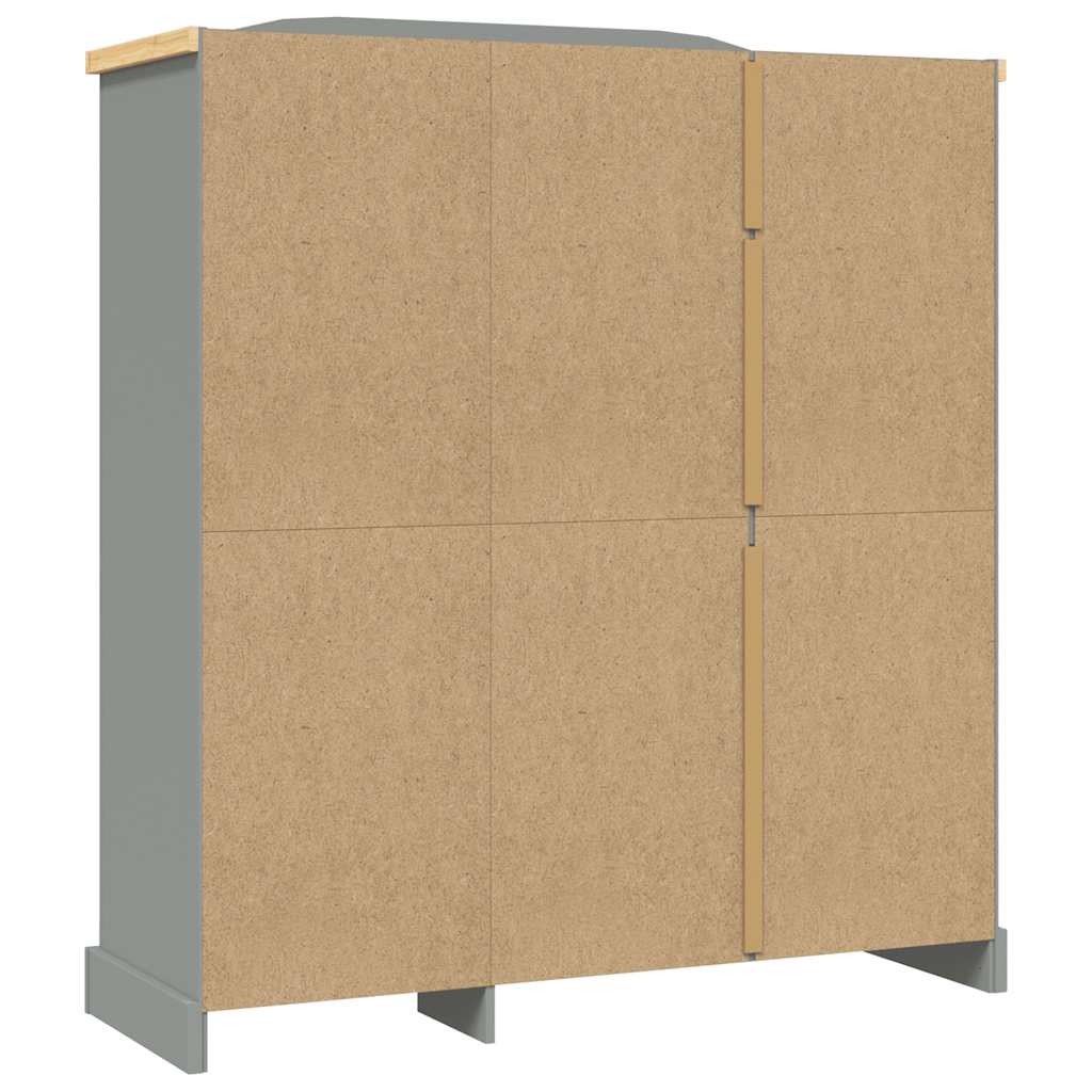 vidaXL Wardrobe | Grey Body with Brown Top | Solid Pinewood | Large | Wardrobe 5