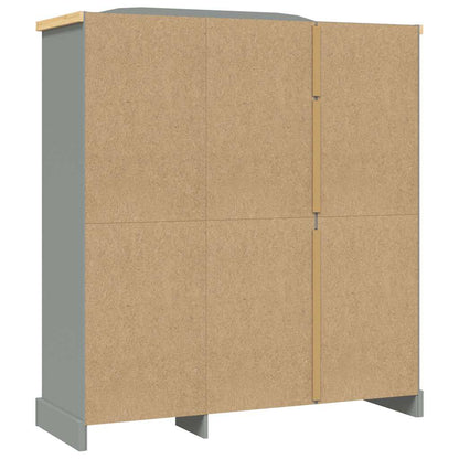 vidaXL Wardrobe | Grey Body with Brown Top | Solid Pinewood | Large | Wardrobe 5