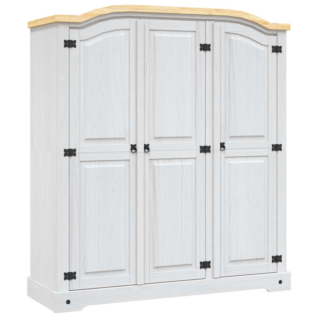 vidaXL Wardrobe | White body and brown top | Solid pinewood | Large | Wardrobe 1