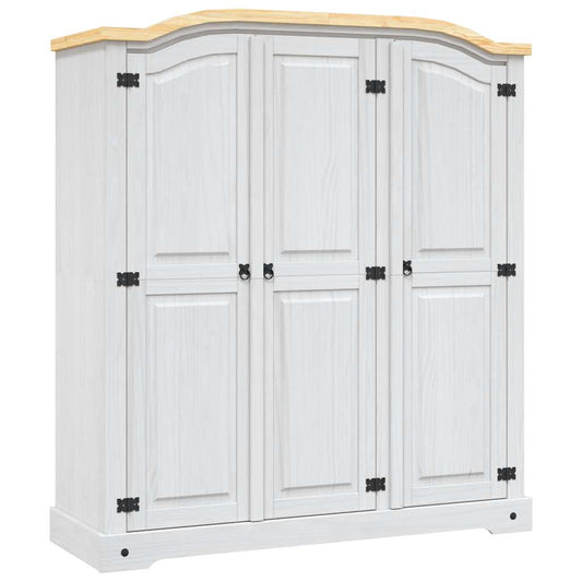 vidaXL Wardrobe | White body and brown top | Solid pinewood | Large | Wardrobe 1