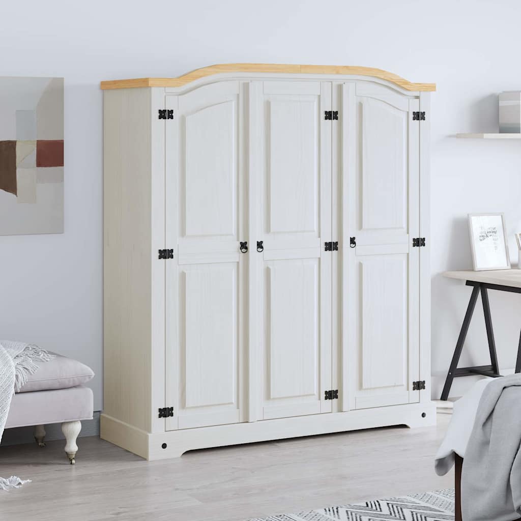vidaXL Wardrobe | White body and brown top | Solid pinewood | Large | Wardrobe 2