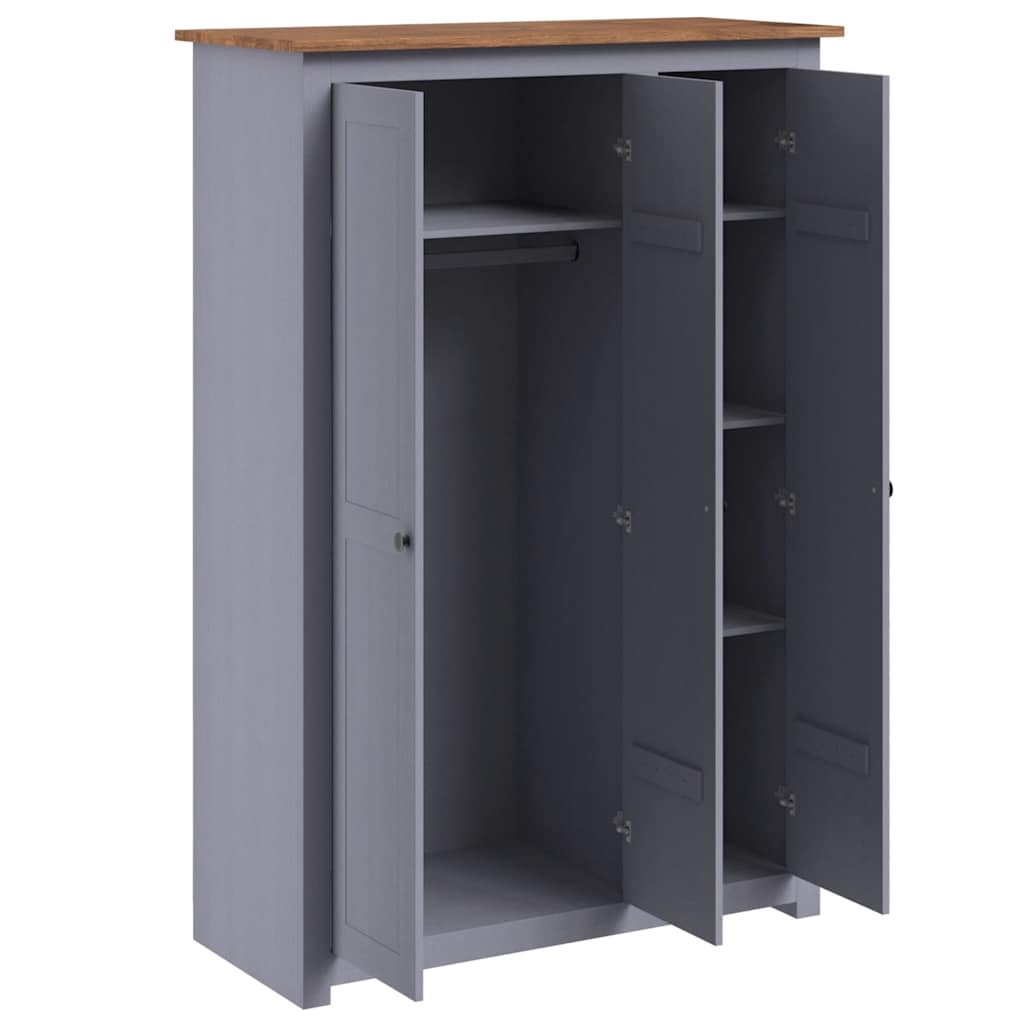 vidaXL Wardrobe | Grey | Solid Pine Wood | Large | Wardrobe | Rectangular 4