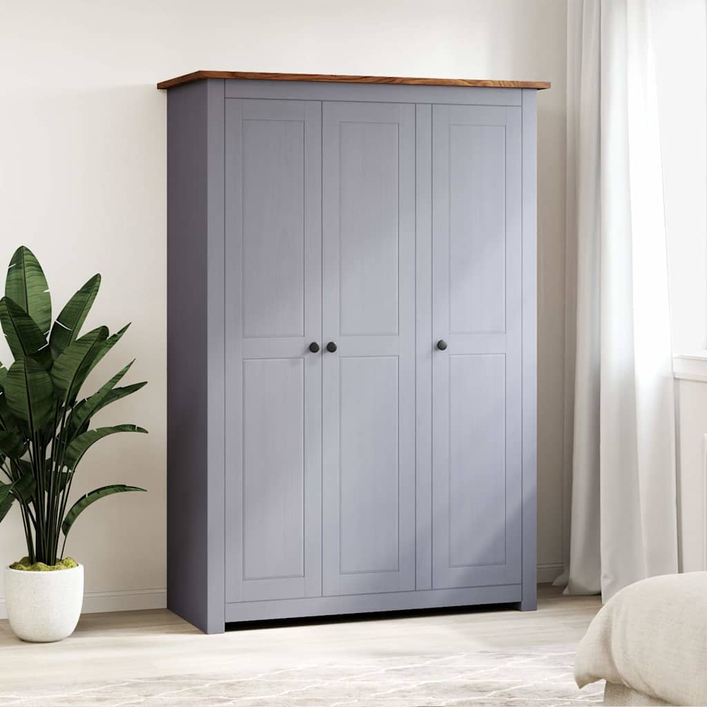 vidaXL Wardrobe | Grey | Solid Pine Wood | Large | Wardrobe | Rectangular 1