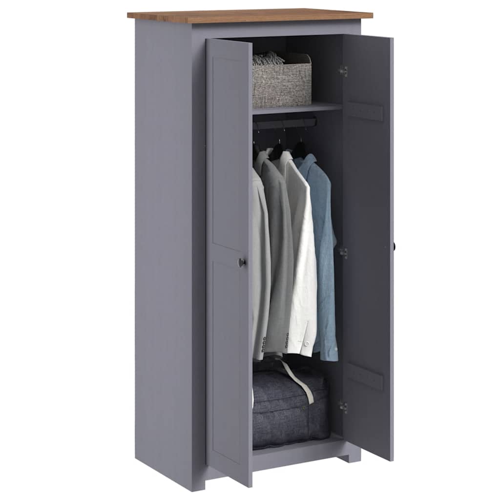 vidaXL Wardrobe | Grey | Solid pine wood | Compact | Wardrobe | Rectangular 3