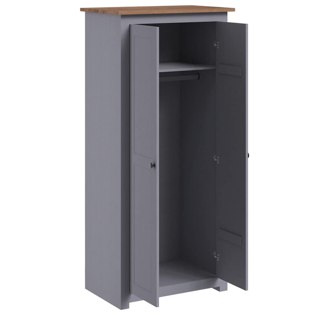 vidaXL Wardrobe | Grey | Solid pine wood | Compact | Wardrobe | Rectangular 4