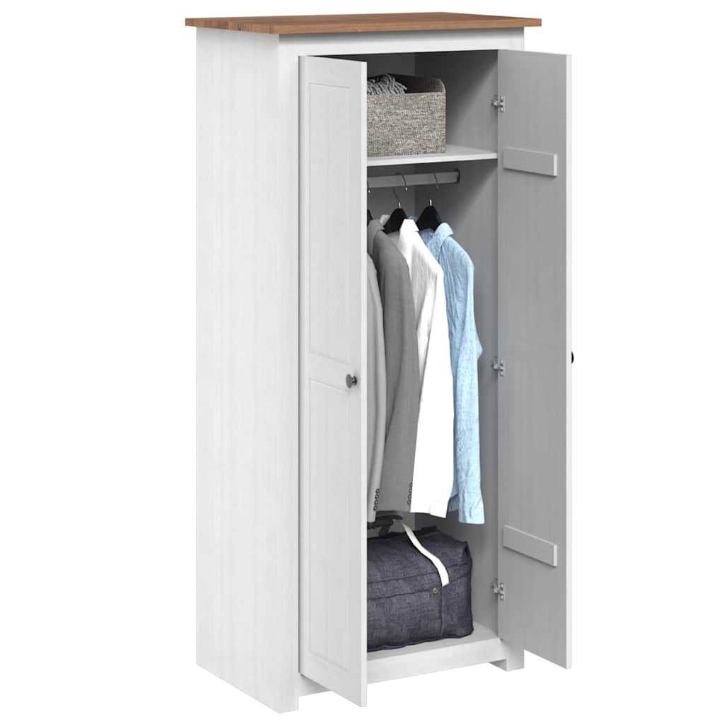 vidaXL Wardrobe | White | Solid Pine Wood | Medium | Storage | Wardrobe 3
