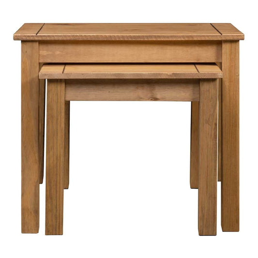 Nesting Tables 2 pcs Solid Pine Wood Panama Range Brown