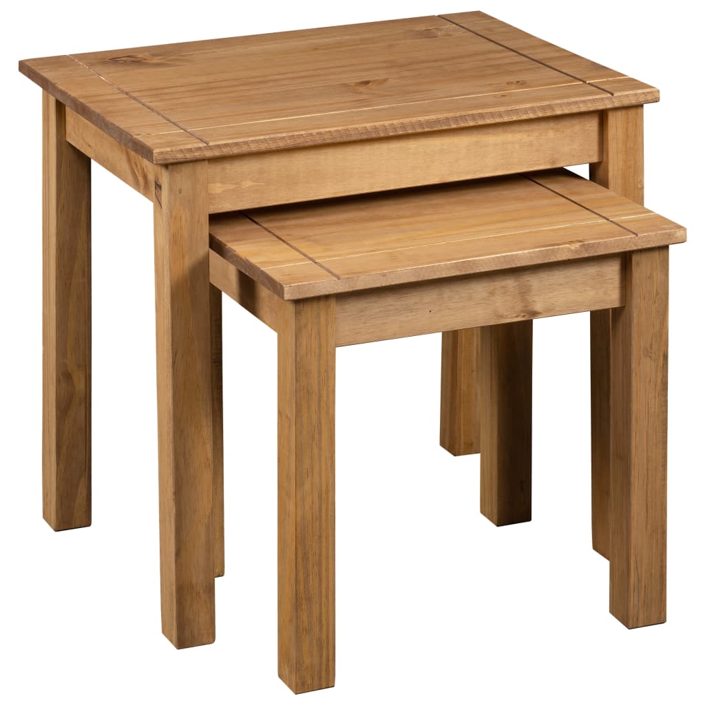 vidaXL Nesting Table | Set of 2 | Natural | Solid pine wood 3