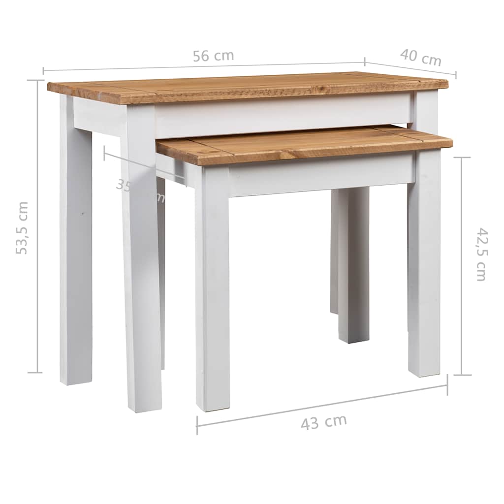 vidaXL Nesting Table | Set of 2 | White | Solid pine wood | Stackable | Rustic 6