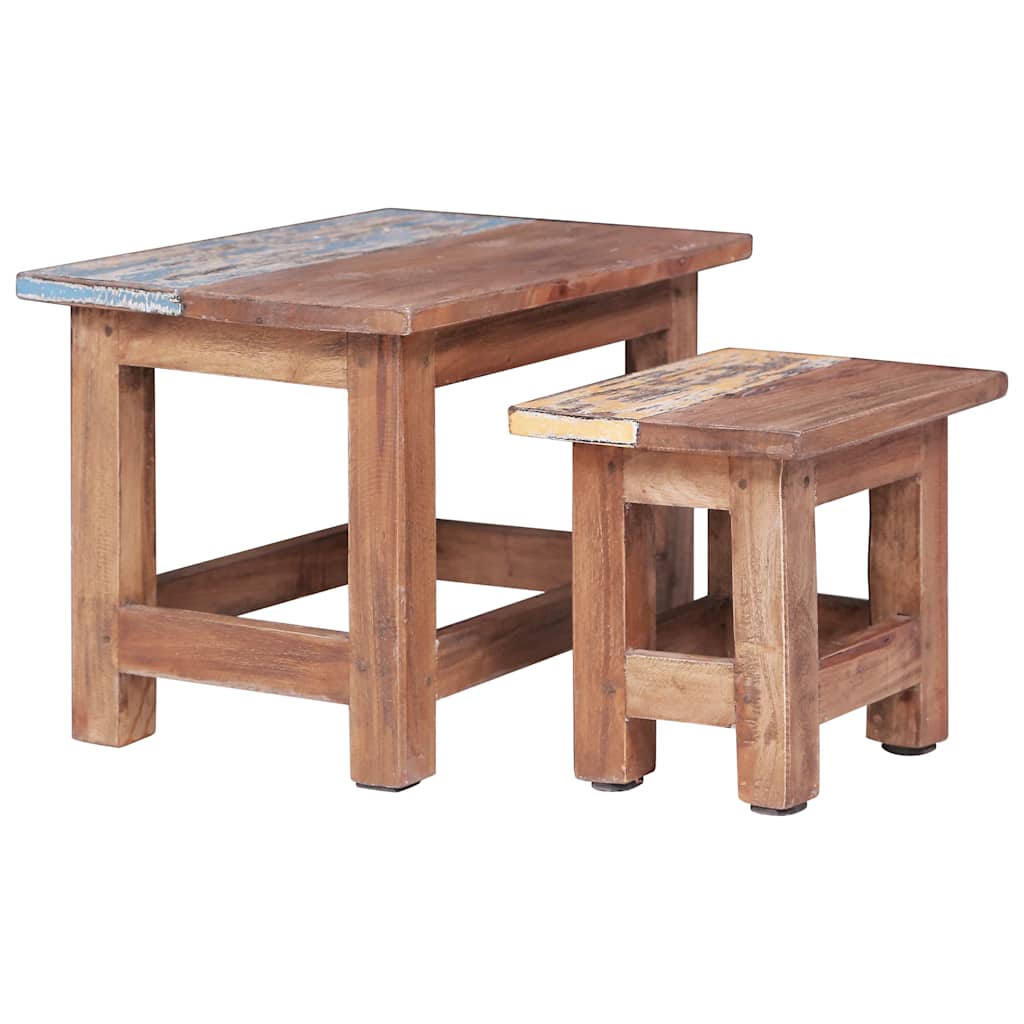 vidaXL Nesting Table | Set of 2 | Brown | Solid Mahogany Wood | Small, Large 1