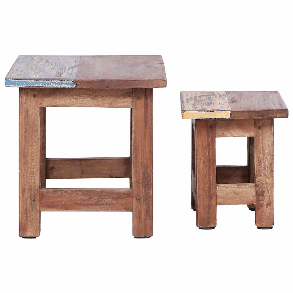 vidaXL Nesting Table | Set of 2 | Brown | Solid Mahogany Wood | Small, Large 2