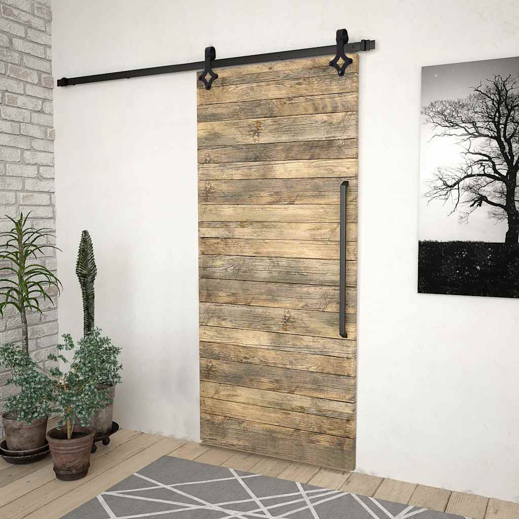 vidaXL Sliding Door SKIEN Hardware Kit 200 cm Steel Black 3