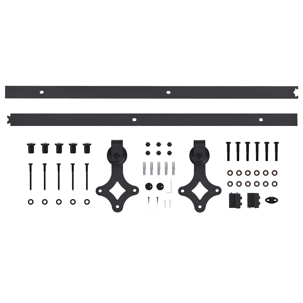 vidaXL Sliding Door SKIEN Hardware Kit 200 cm Steel Black 5