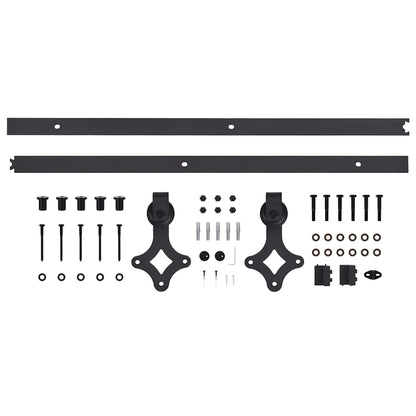 vidaXL Sliding Door SKIEN Hardware Kit 200 cm Steel Black 5