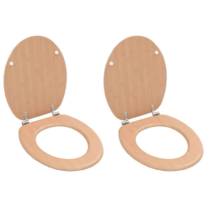vidaXL WC Toilet Seats 2 pcs with Lids MDF Bamboo Design 1