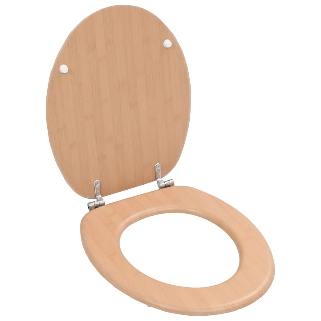vidaXL WC Toilet Seats 2 pcs with Lids MDF Bamboo Design 2