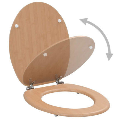 vidaXL WC Toilet Seats 2 pcs with Lids MDF Bamboo Design 3
