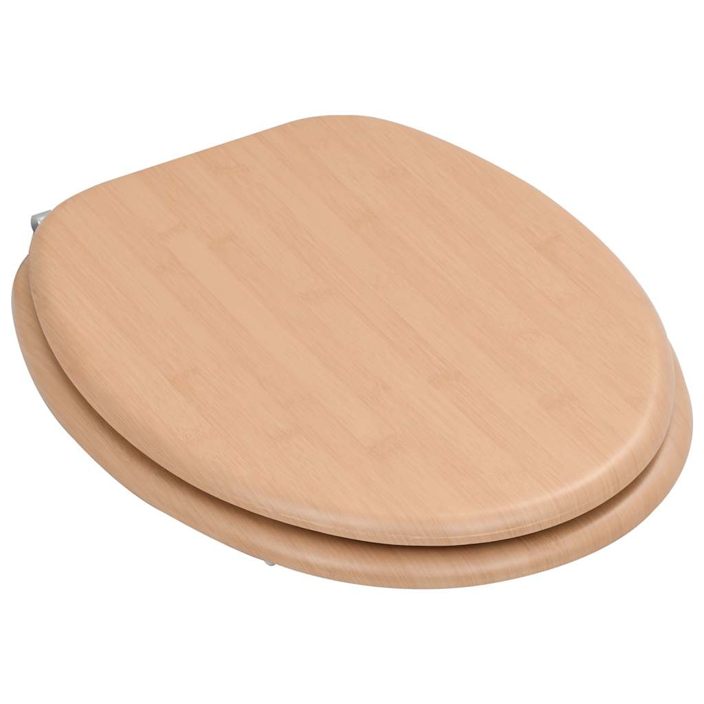 vidaXL WC Toilet Seats 2 pcs with Lids MDF Bamboo Design 4