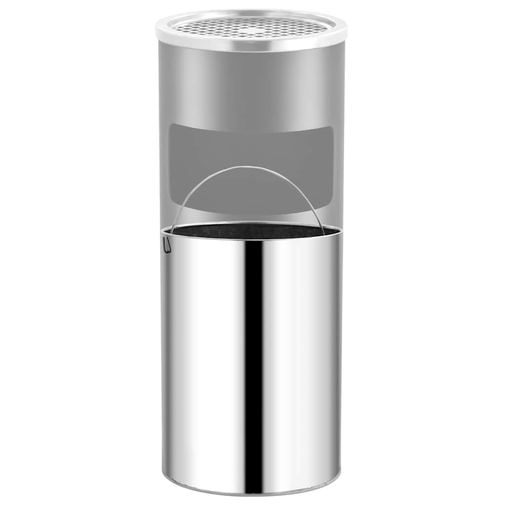 vidaXL Ashtray Dustbin 30 L Steel Black 3