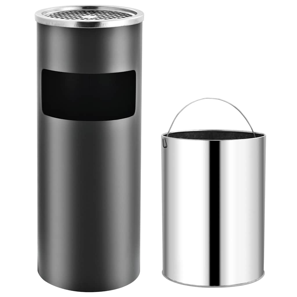 vidaXL Ashtray Dustbin 30 L Steel Grey 1