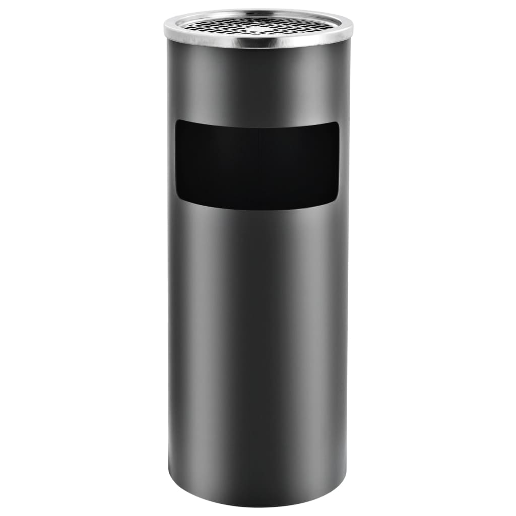 vidaXL Ashtray Dustbin 30 L Steel Grey 2