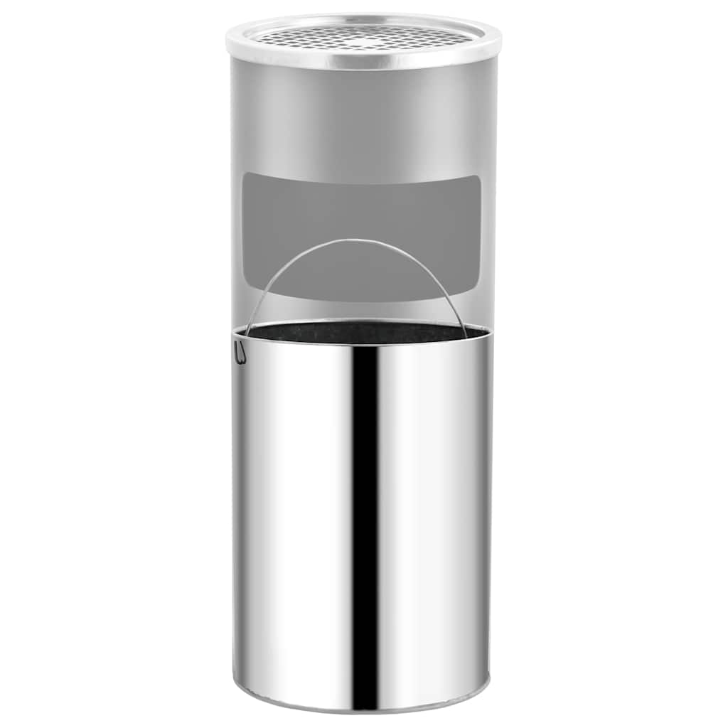 vidaXL Ashtray Dustbin 30 L Steel Grey 3