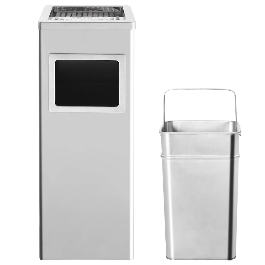 vidaXL Ashtray Dustbin 36 L Stainless Steel 2